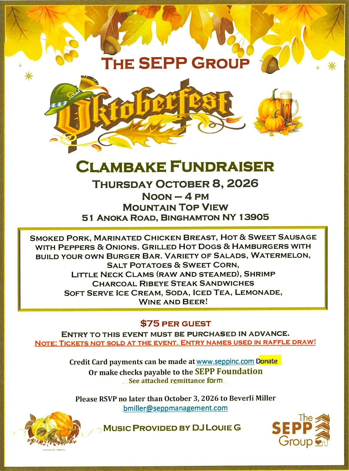 Oktoberfest Clambake Fundraiser invitation